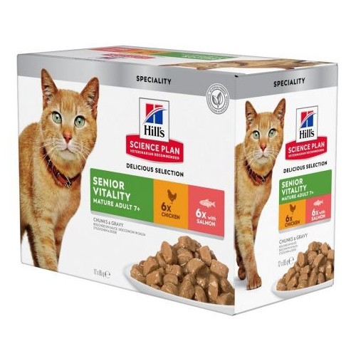 Hill's Science Plan Feline Adult 7+ Youthful Vitality Chicken / Salmon Mixed case - sachet