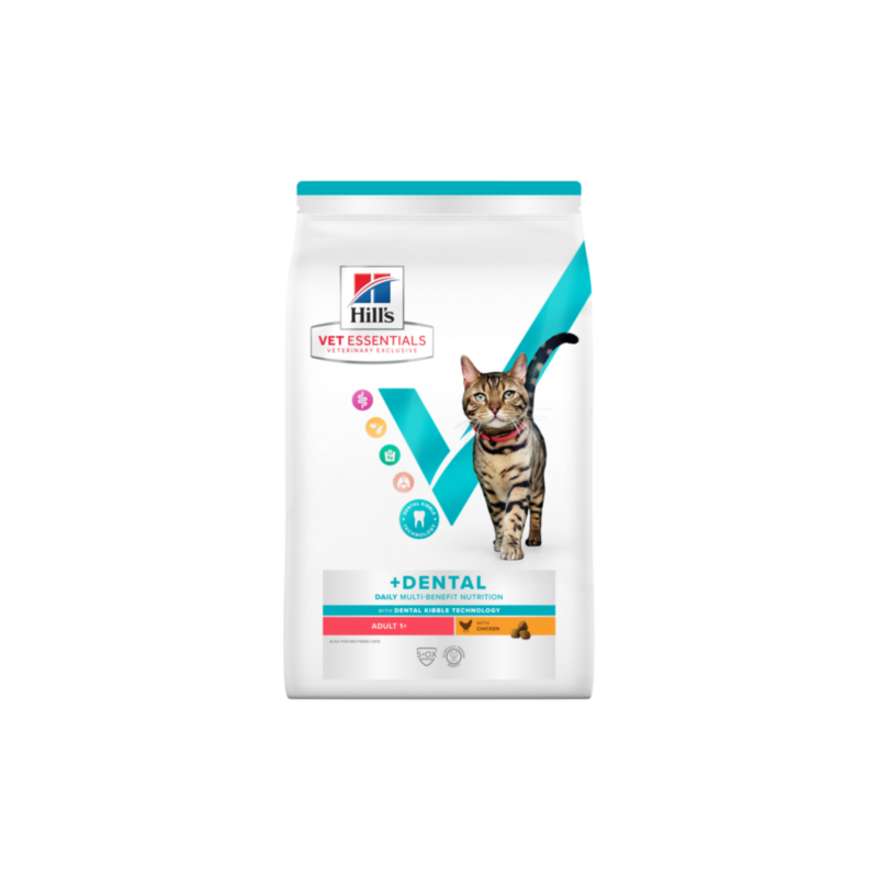 Hill's Vet Essentials Multi-Benefit + Dental Health Adult1+ Chicken pour chat 1,5 kg