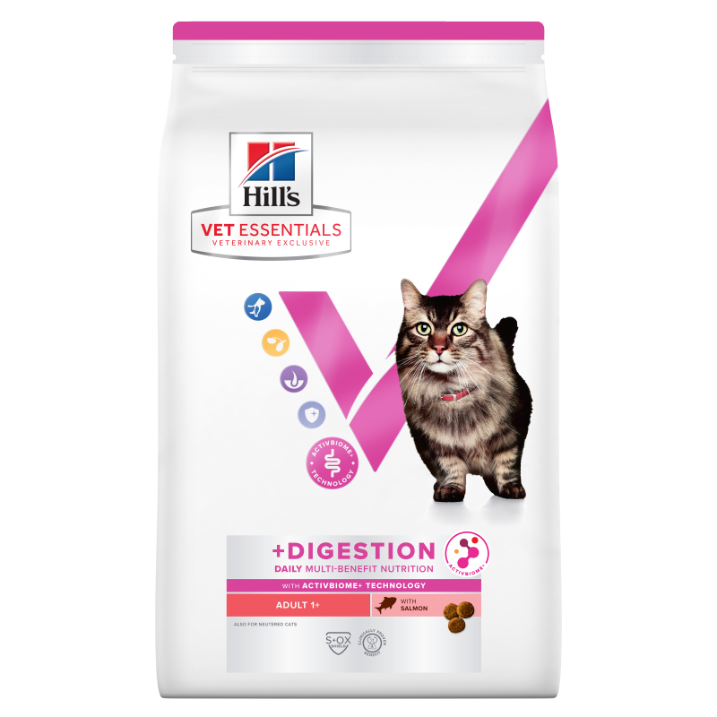 Hill's Vet Essentials Multi-Benefit + Digestion Adult1+ Salmon pour chat 1,5 kg croquettes