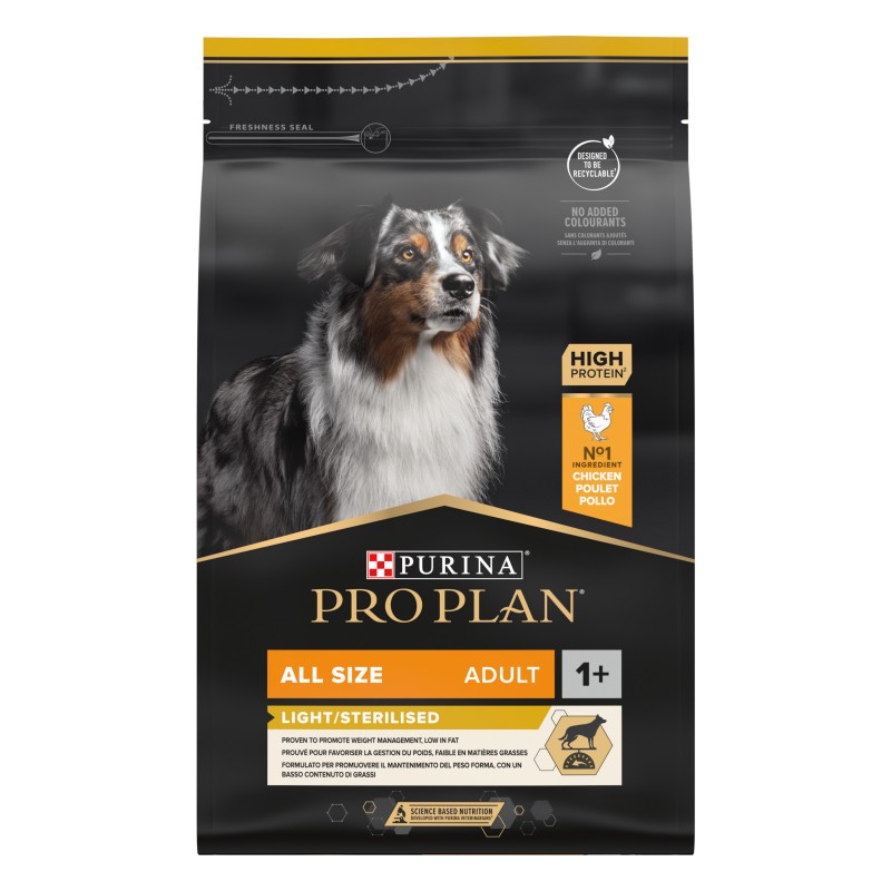 Purina ProPlan Adult Dog 1+  All Size LIGHT/Sterilised chicken - croquettes 3kg