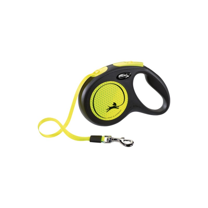 flexi New NEON Laisse à enrouleur XS avec sangle fluo jaune de 3 m