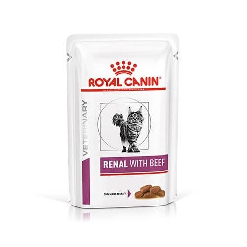 Royal Canin Veterinary Diet RENAL WITH BEEF chat - en sauce - sachet 12x85g