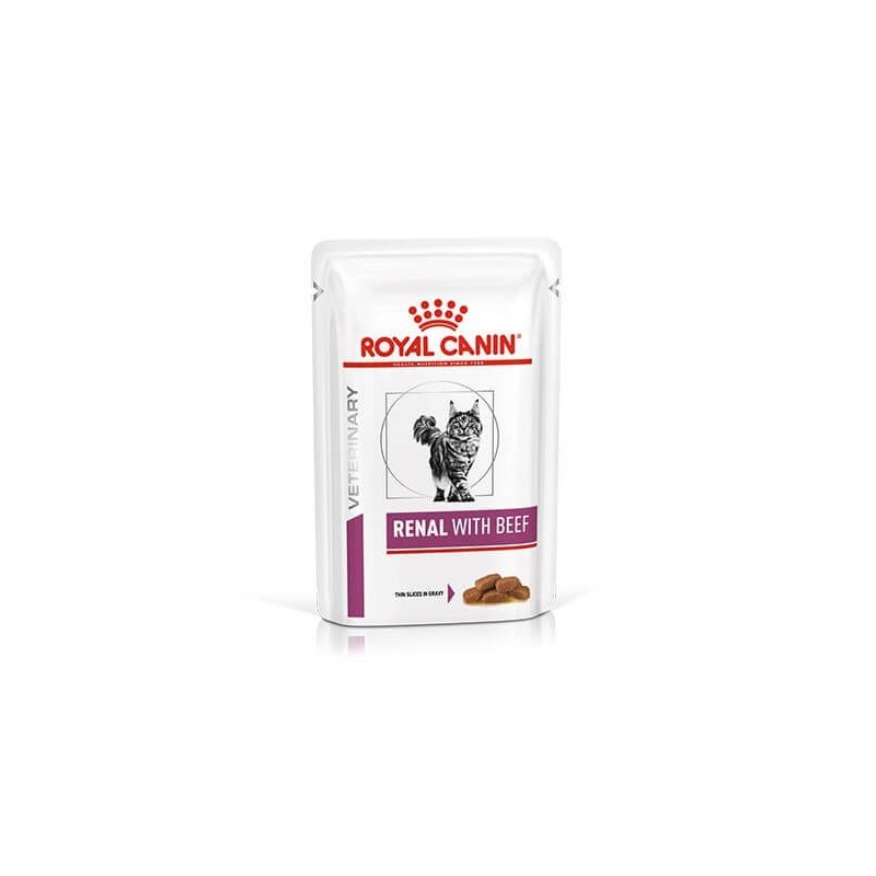 Royal Canin Veterinary Diet RENAL WITH BEEF chat - en sauce - sachet 12x85g