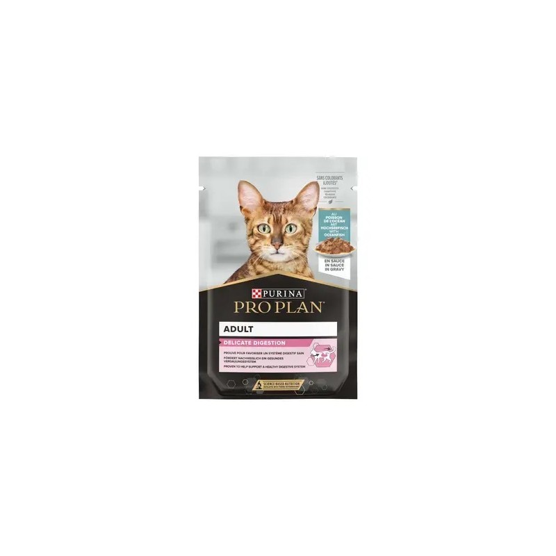 Purina ProPlan Cat Wet Adult DELICATE Digestion OCEAN FISH - aliment humide en sachet 10x85g