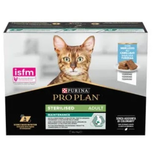 Purina ProPlan Cat Wet STERILISED maintenance CABILLAUD terrine - aliment humide en sachet 10x75g