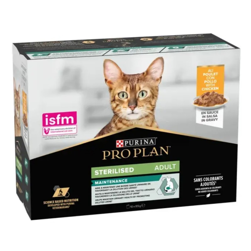 Purina ProPlan Cat Wet STERILISED maintenance POULET en sauce - aliment humide en sachet 10x85g