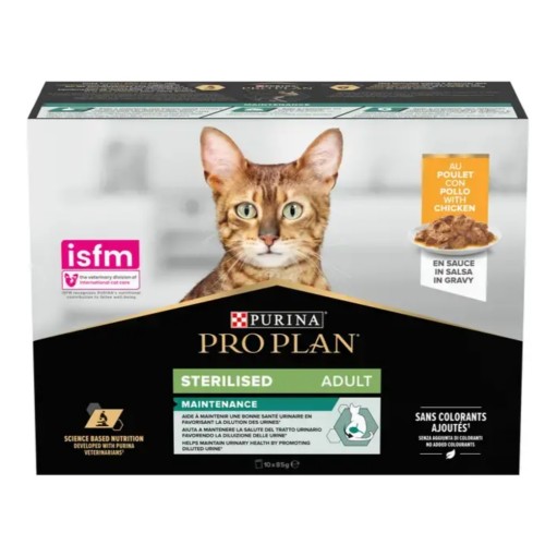 Purina ProPlan Cat Wet STERILISED maintenance POULET en sauce - aliment humide en sachet 10x85g