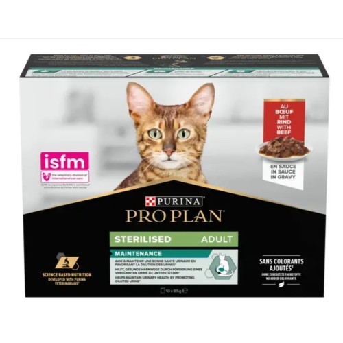 Purina ProPlan Cat Wet STERILISED Adult with BEEF - aliment humide en sachet 10x85g