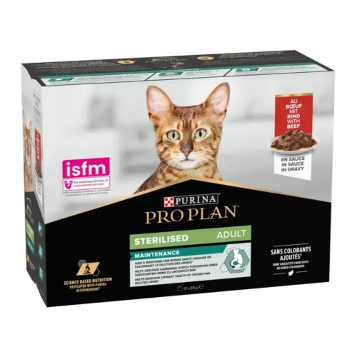 Purina ProPlan Cat Wet STERILISED Adult with BEEF - aliment humide en sachet 10x85g