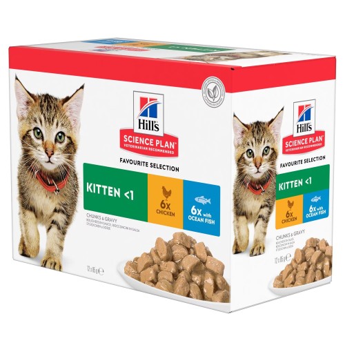 Hill's Science Plan Feline KITTEN Poultry Selection CHICKEN + TURKEY - en sauce - sachet 12x85g