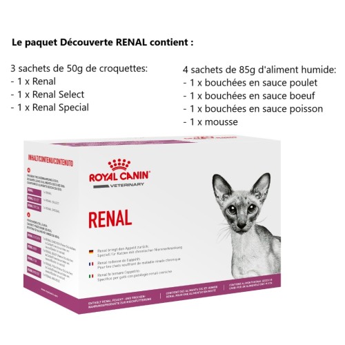 Royal Canin Veterinary Diet Renal Samplingbox Cat 490g - Kit découverte pour chat